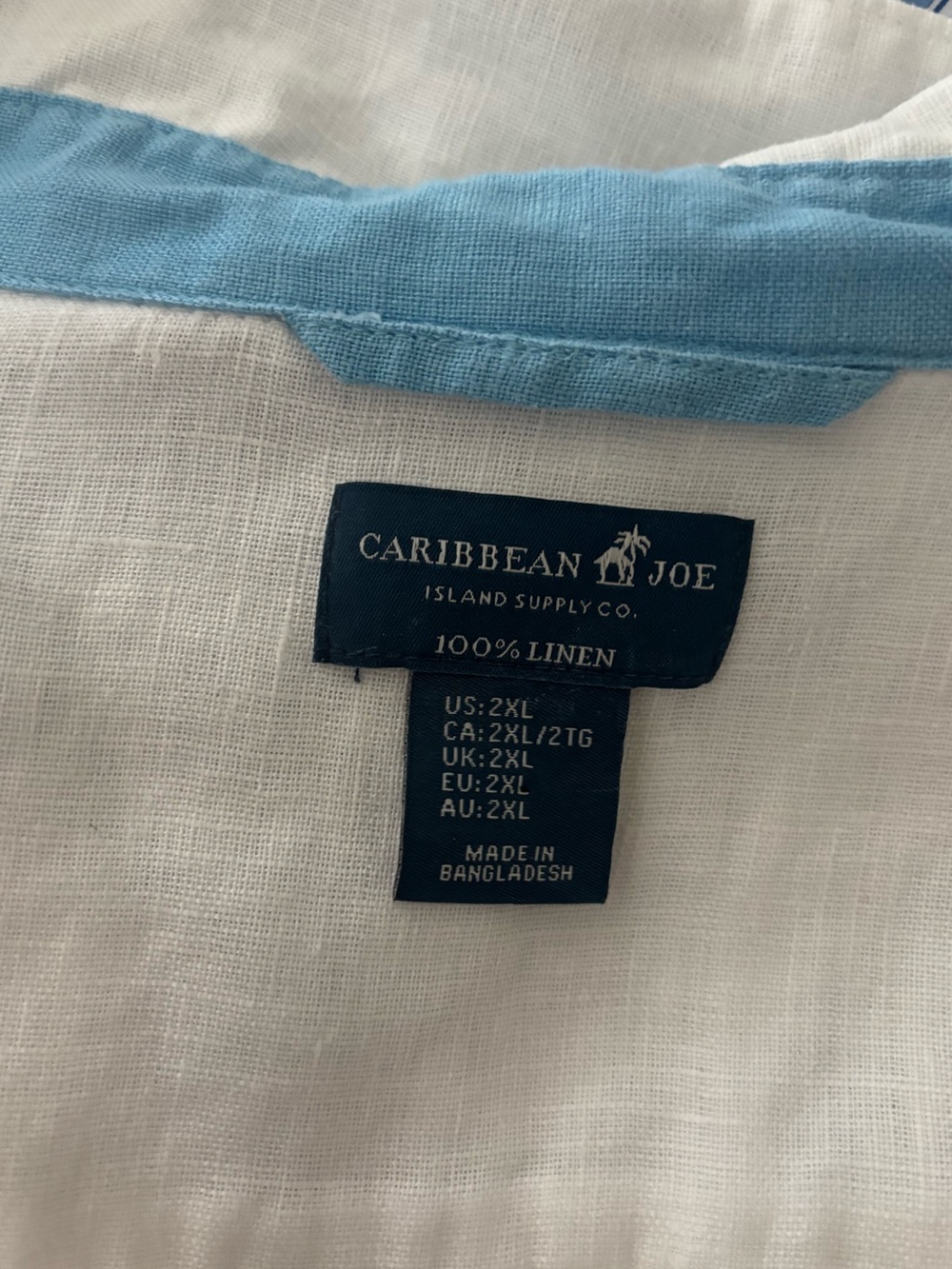 Caribbean Joe Island supply Co. 100% linen men’s white button-down shirt